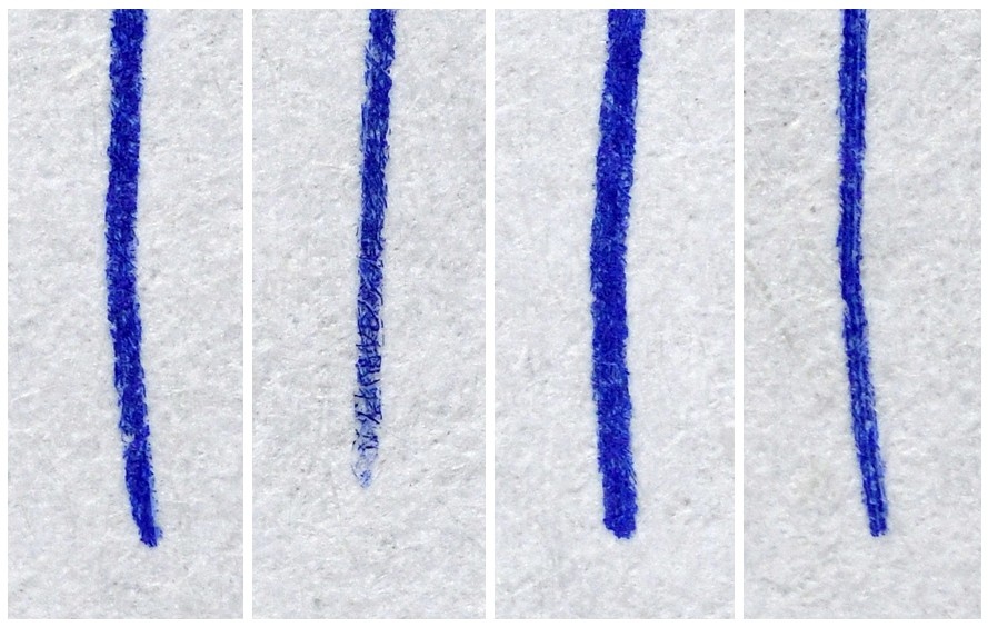 Вариантивность окончаний штрихов (воспроизведение одного и того же образа штриха при разных настройках работы плоттера)