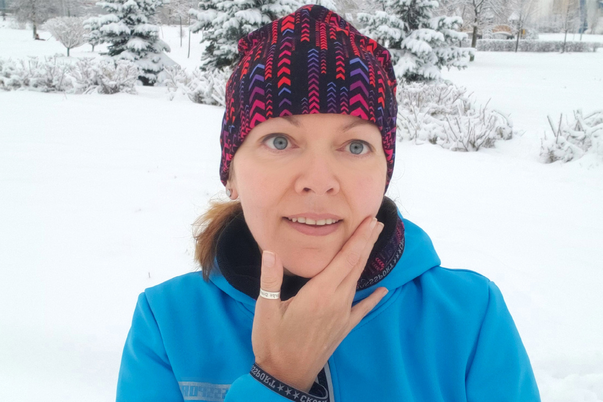 На тренировке в декабре. За бортом -11 градусов