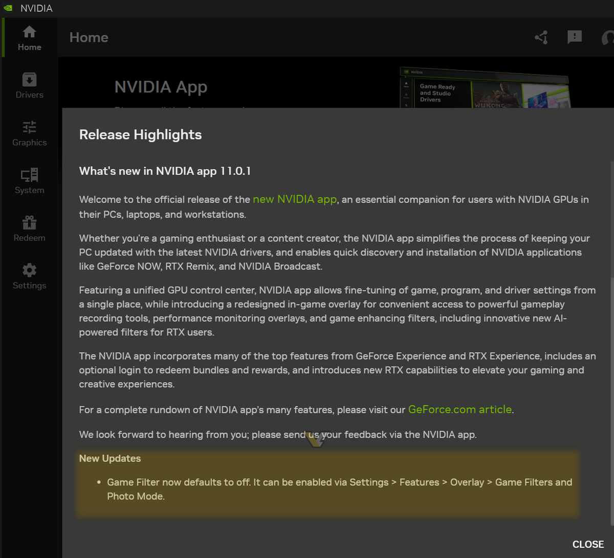 Nvidia app коды