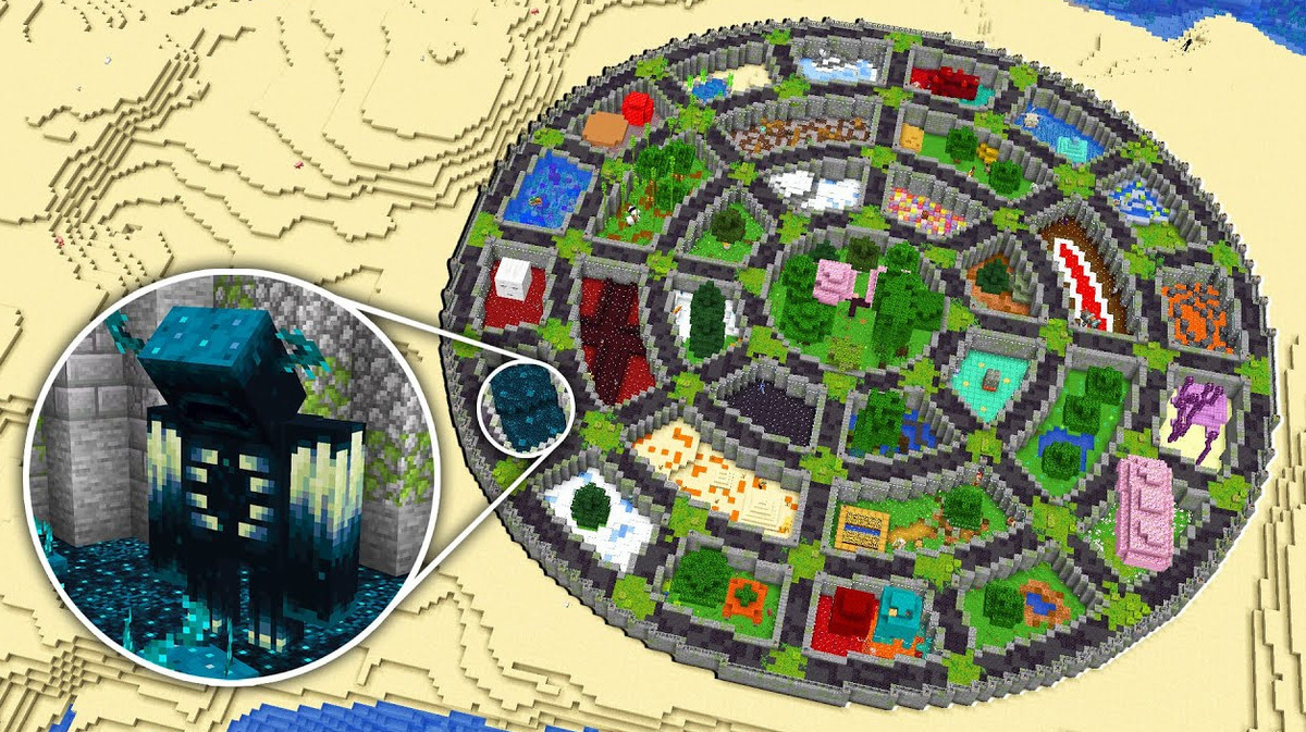 ютуб: макрипс. скрин из моего видео, где я построил зоопарк для всех мобов