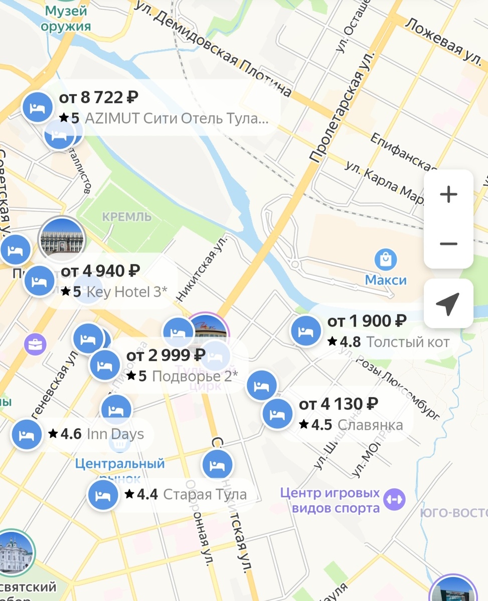 Это ⬆️ самый центр Тулы. Обратите внимание на разброс цен на жильё 