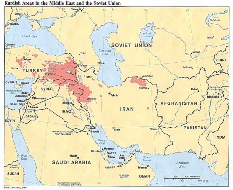    Карта Ближнего Востока. Курды