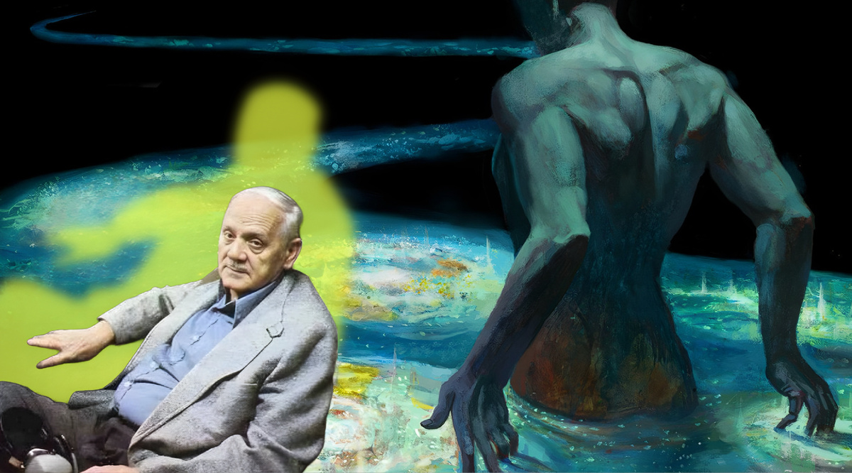 На обложке Ротерт Монро - главный человек, кто пытался доказать существование души с научной точки зрения. 