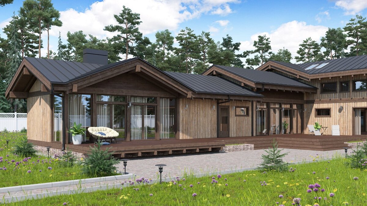Деревянный дом из вертикального бруса NATURI по проекту "Апетлон"