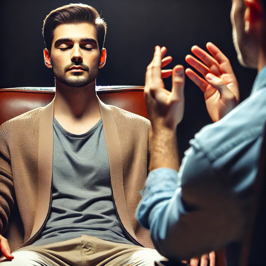 Процесс гипноза в спокойной обстановке.