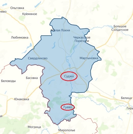   Карта СВО. Территории Курской области оккупированные ВСУ, по версии проекта lostarmour.