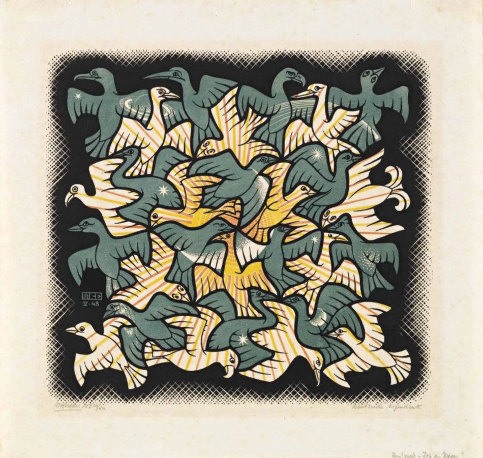 Солнце и Луна - Мауриц Корнелис Эшер • Гравюра, 1948 г.