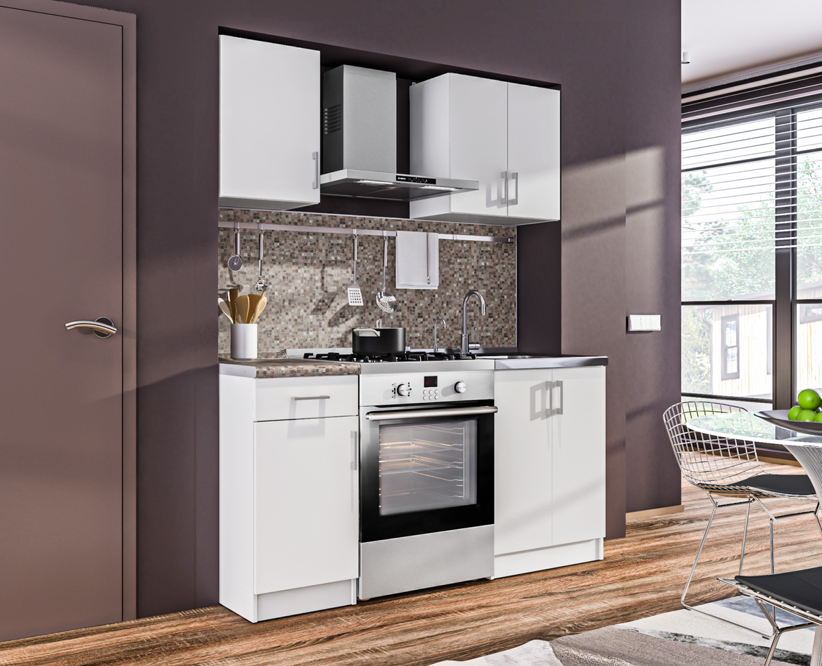 Кухонный гарнитур Деми в Белом цвете. Листайте дальше, чтобы увидеть размеры и пространство внутри