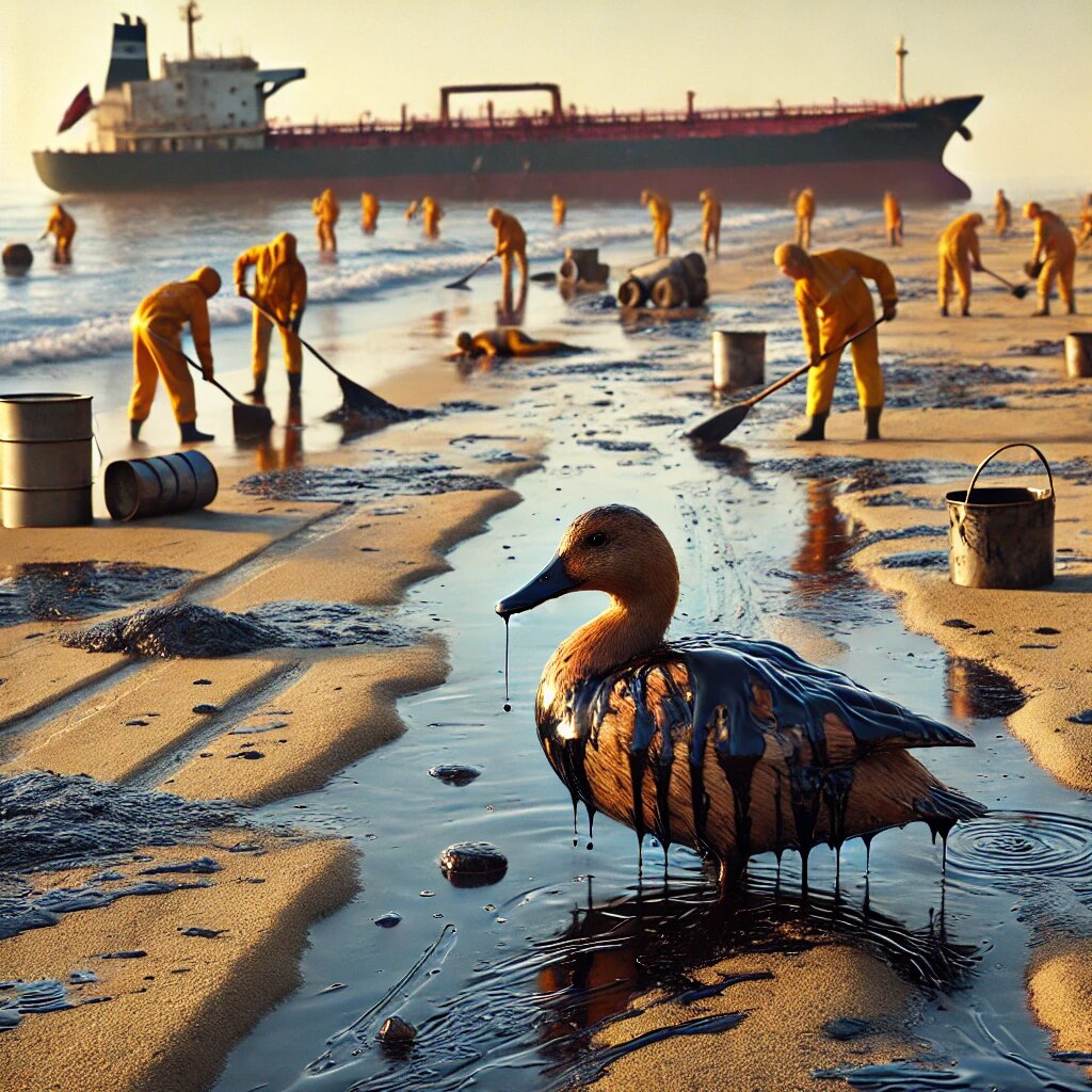 Разлив мазута на побережье Черного моря