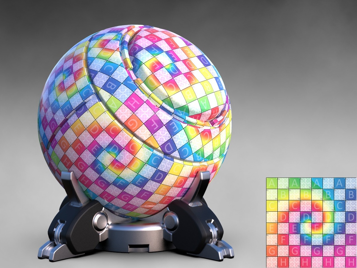 Пример uv grid на сфере.