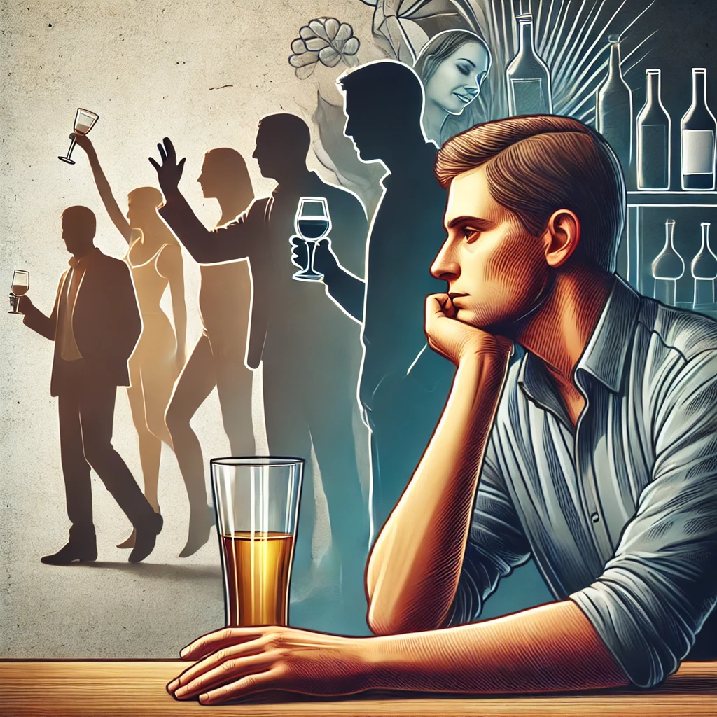 Человек на светском мероприятии начинает испытывать внутренний конфликт