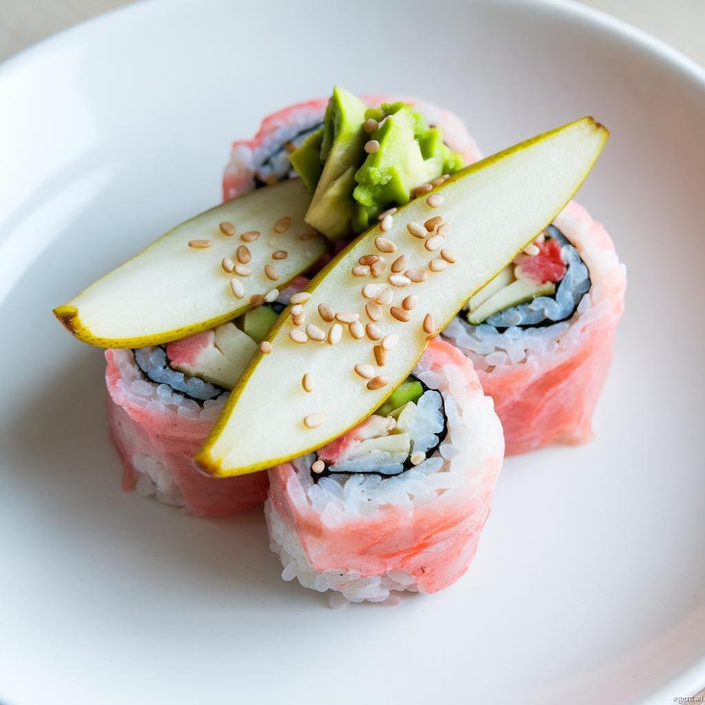 Роллы с крабом и персиками