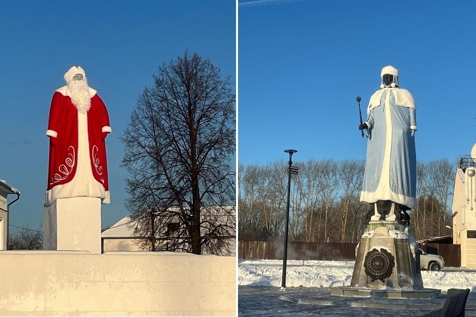    У Снегурочки скипетр, а у Деда Мороза лысина: Мэрия российского города нарядила Ленина с Екатериной II в новогоднее
