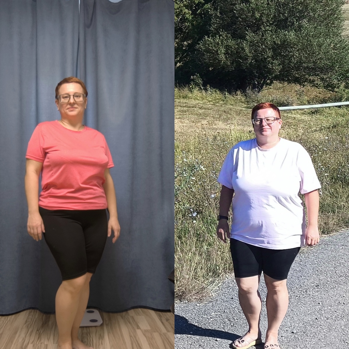 Тифлокомментарий. Визуализация. Я справа — приблизительно 93 килограмма, я слева — вчера. Примерно в одной и той же одежде. 