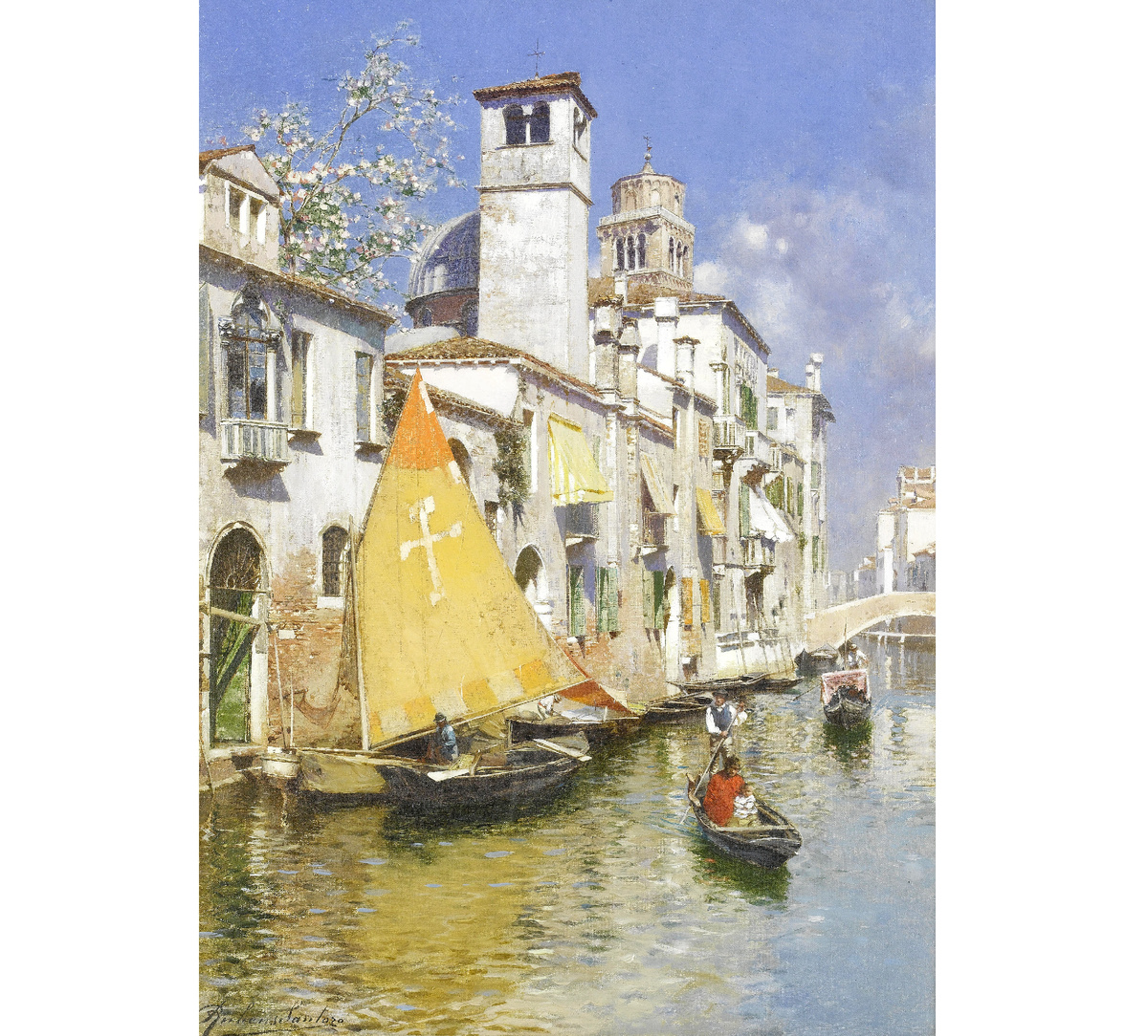 Рубенс Санторо. "Гондолы на венецианском канале".