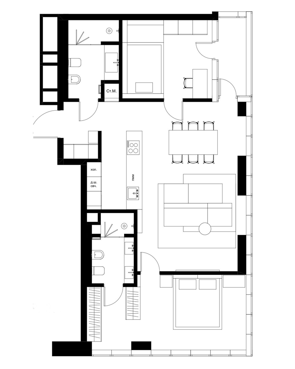 Вариант планировки для апартаментов в Москве от студии The Lin