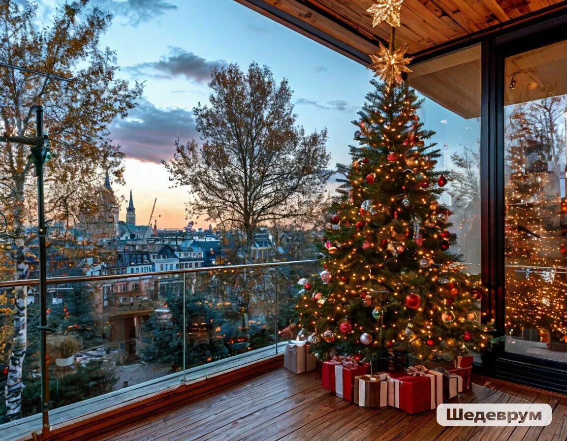 Терраса в новогоднем оформлении