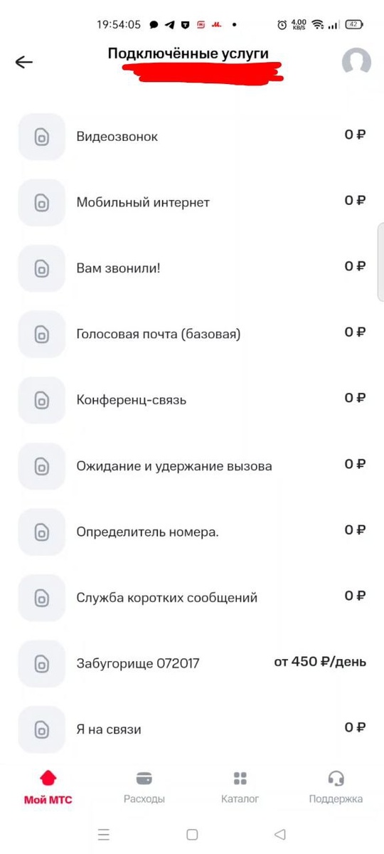 Подключенные услуги с платной опцией МТС "Забугорище"