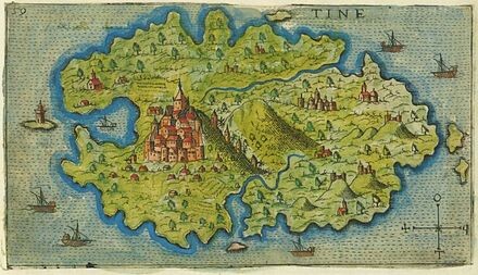 карта острова Тинос, составленная Джакомо Франко, 1597 год