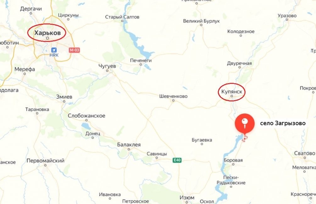    Расположение села Загрызово.