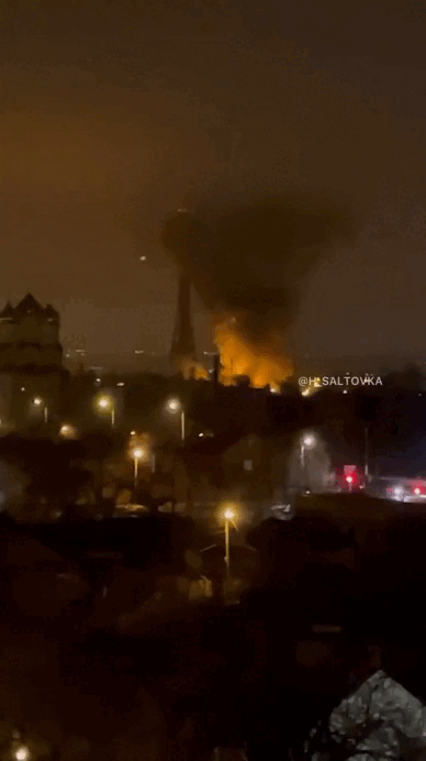    Кадры прилёта в Харькове