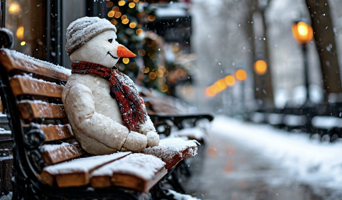 Снеговик на лавке