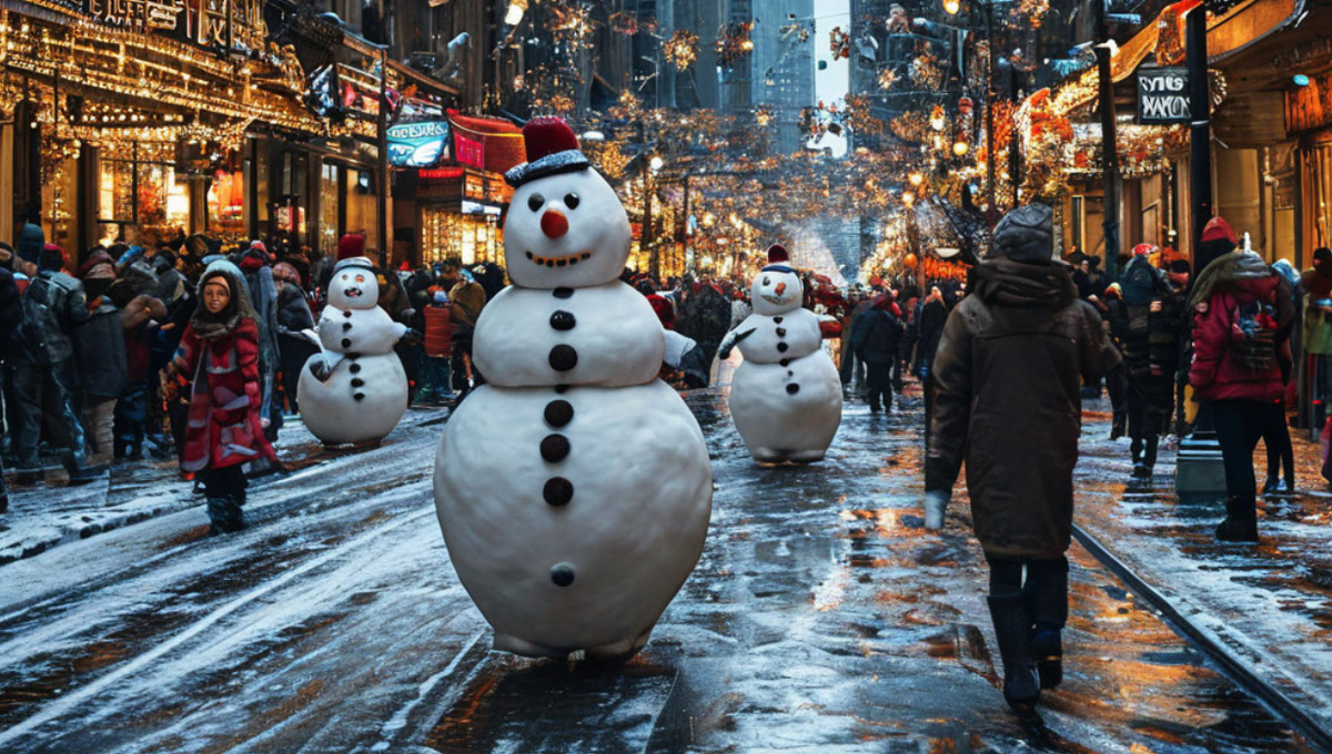 Снеговик в большом городе