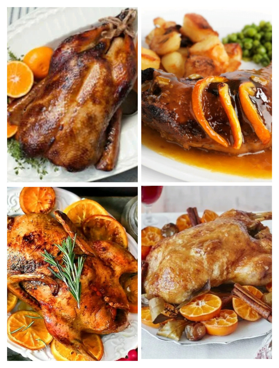 Утка в апельсинах. Коллаж из фото Pinterest.