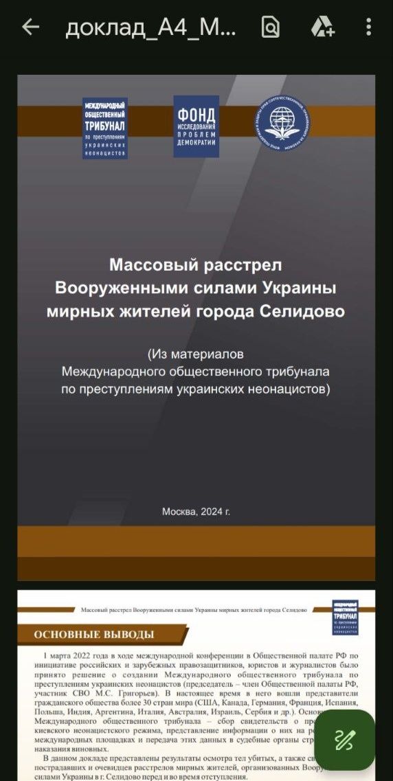 Доклад из официальных источников. 