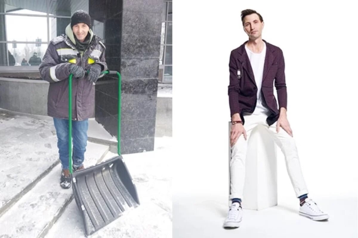    Юра на работе в привычном «луке»./ Таким его представили в модном журнале.