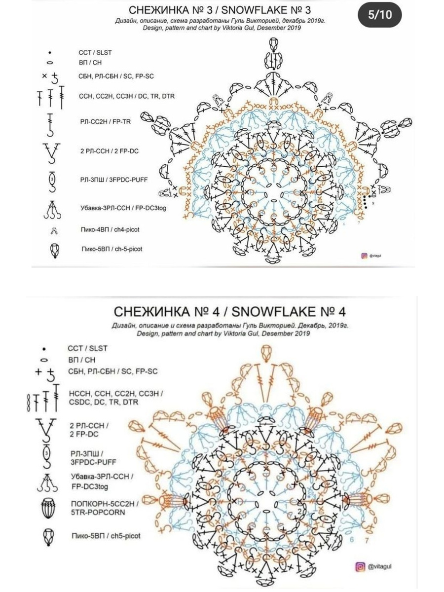 Схемы снежинок от Виктории Гуль
