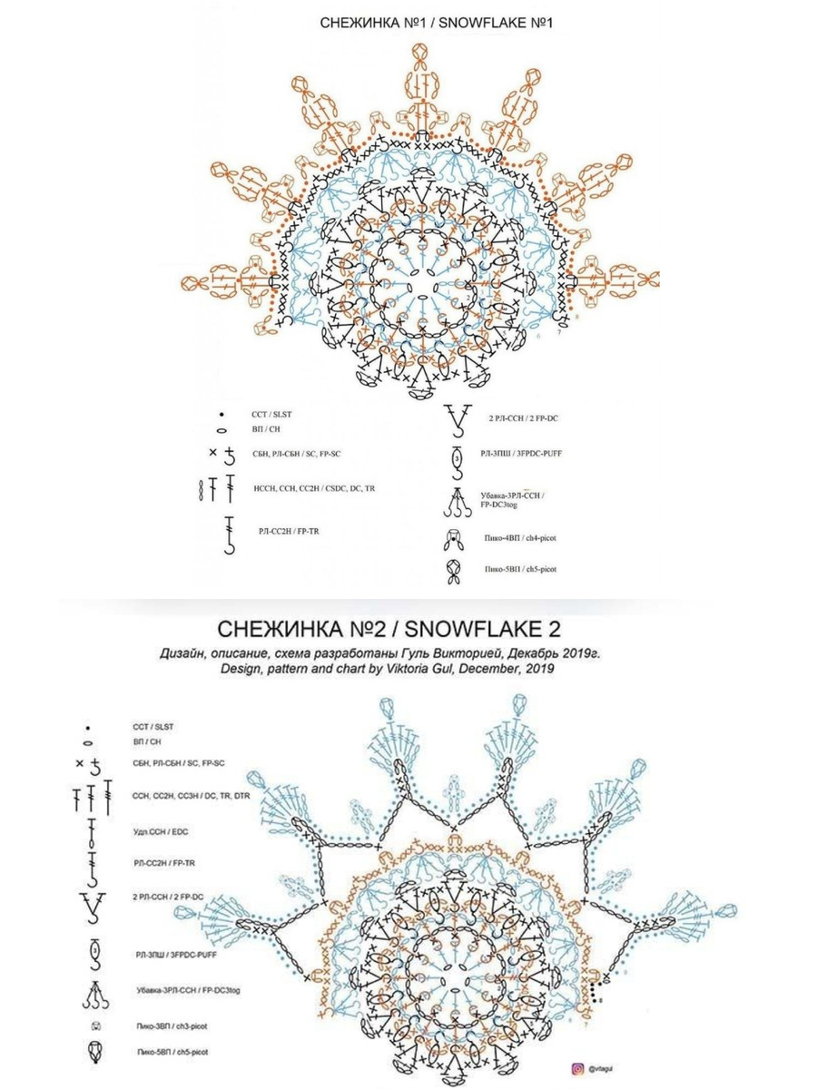 Схемы снежинок от Виктории Гуль