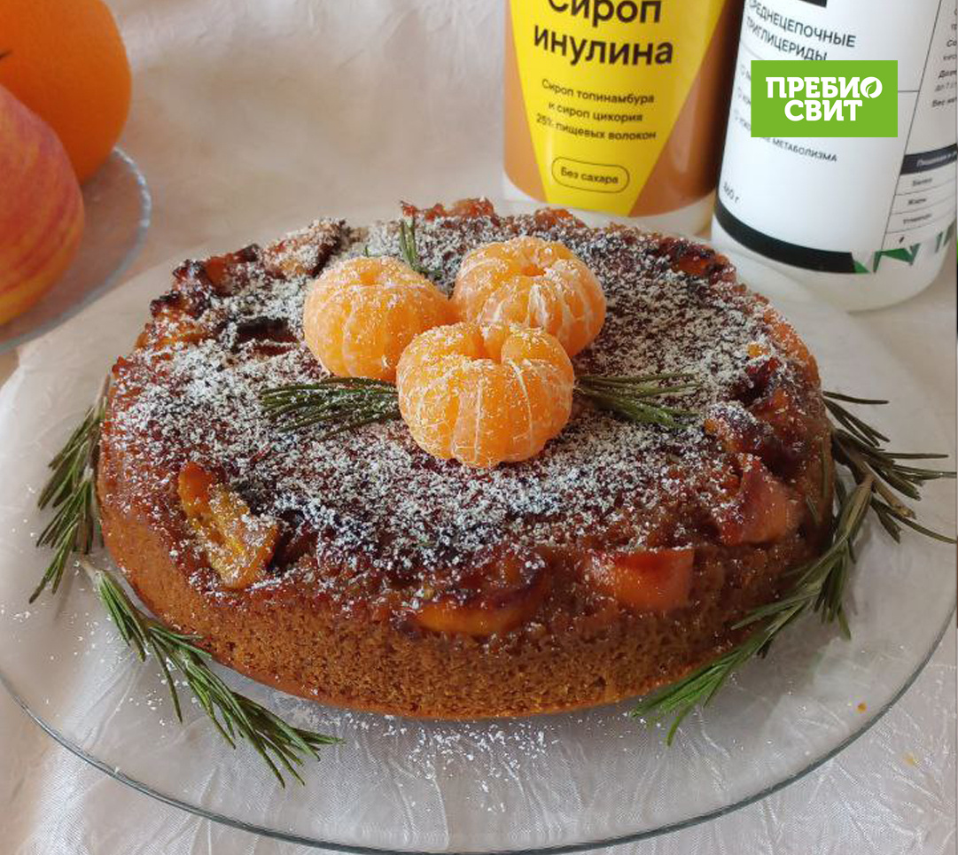 Пряный кекс без сахара с карамелизированными мандаринами и курагой