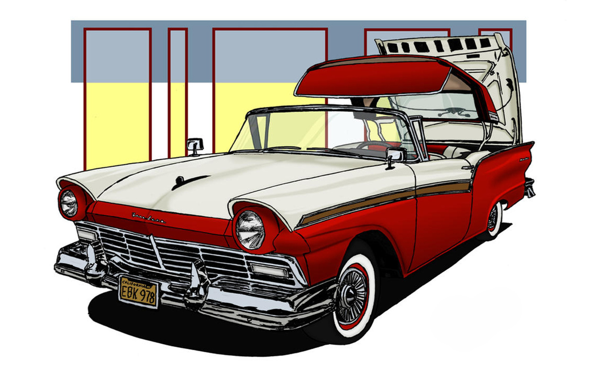 1957 Ford Fairlane 500 Skyliner - первый сериный купе-кабриолет