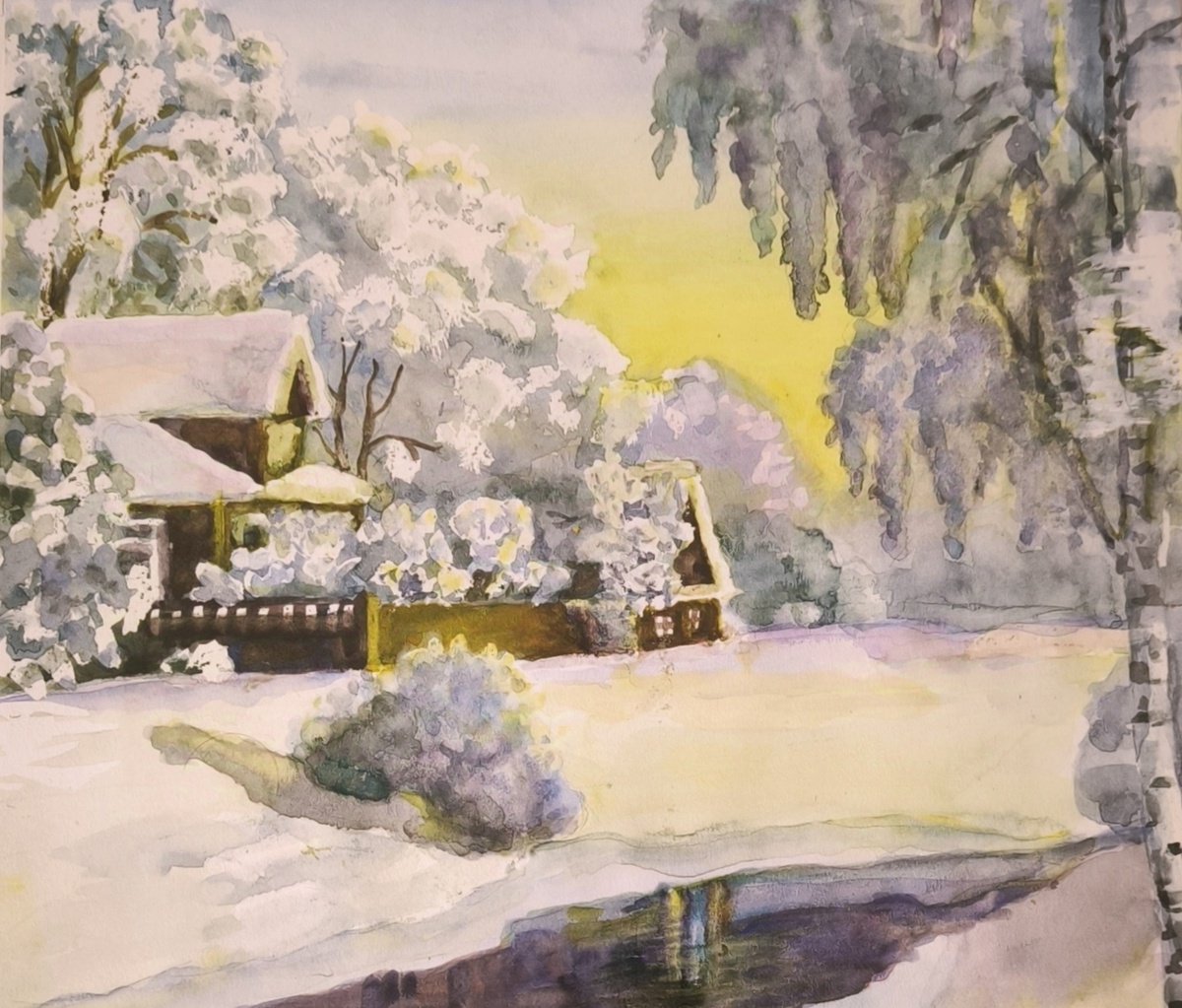 Зима. Домик в лесу. 2023