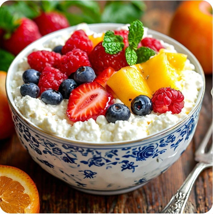 Творог с фруктами. Меню для фитнес спортсменки