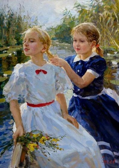 Гусев Владимир Сергеевич (Род. 1957). Подружки. Источник иллюстрации: https://kulturologia.ru/blogs/301010/13361/