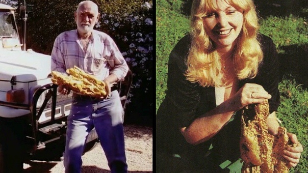 На фото: Кевин и Элли Хиллеры со своей находкой, самородком «Рука судьбы»