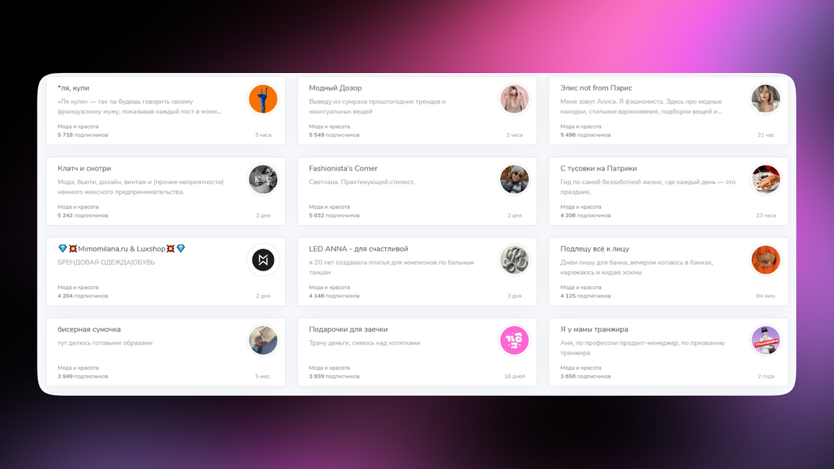    TGStat, подборка «Стиль»