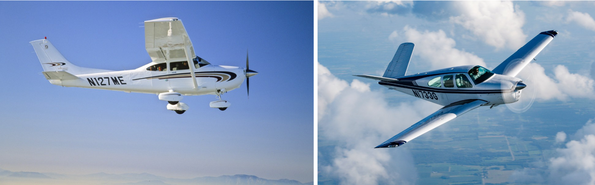 Фото: Cessna 182 Skylane (слева) и Beechcraft Bonanz (справа) 