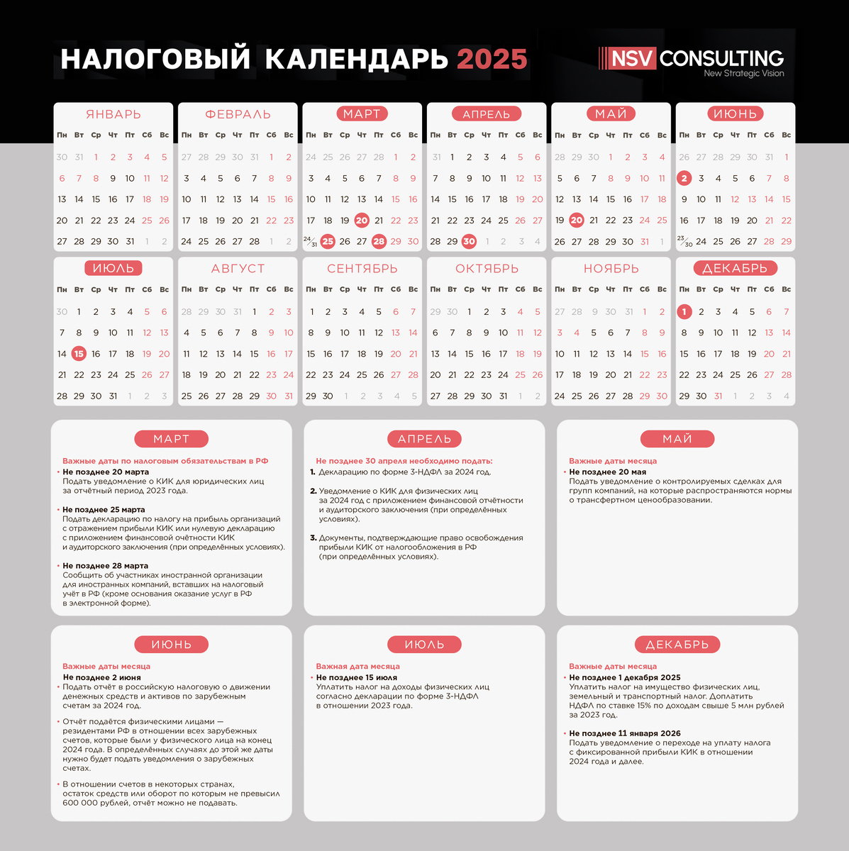 Налоговый календарь 2025