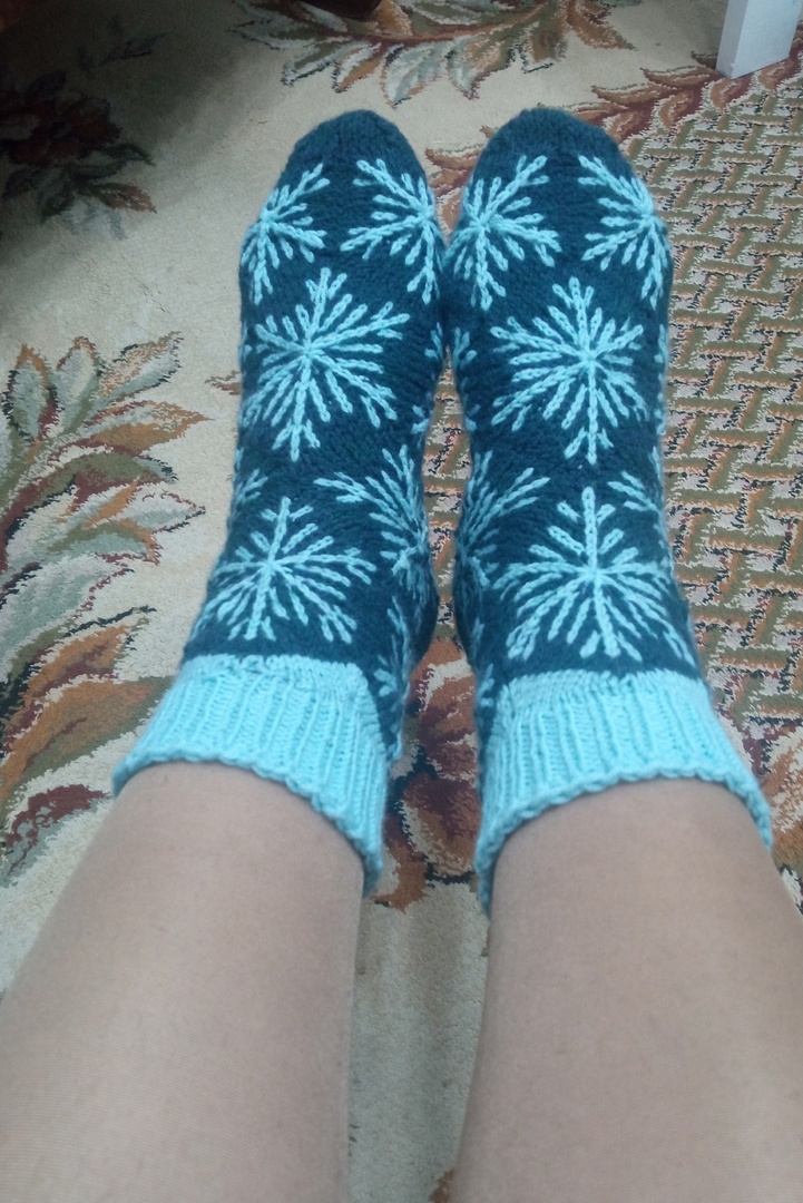 носки Снежинки, модульное вязание