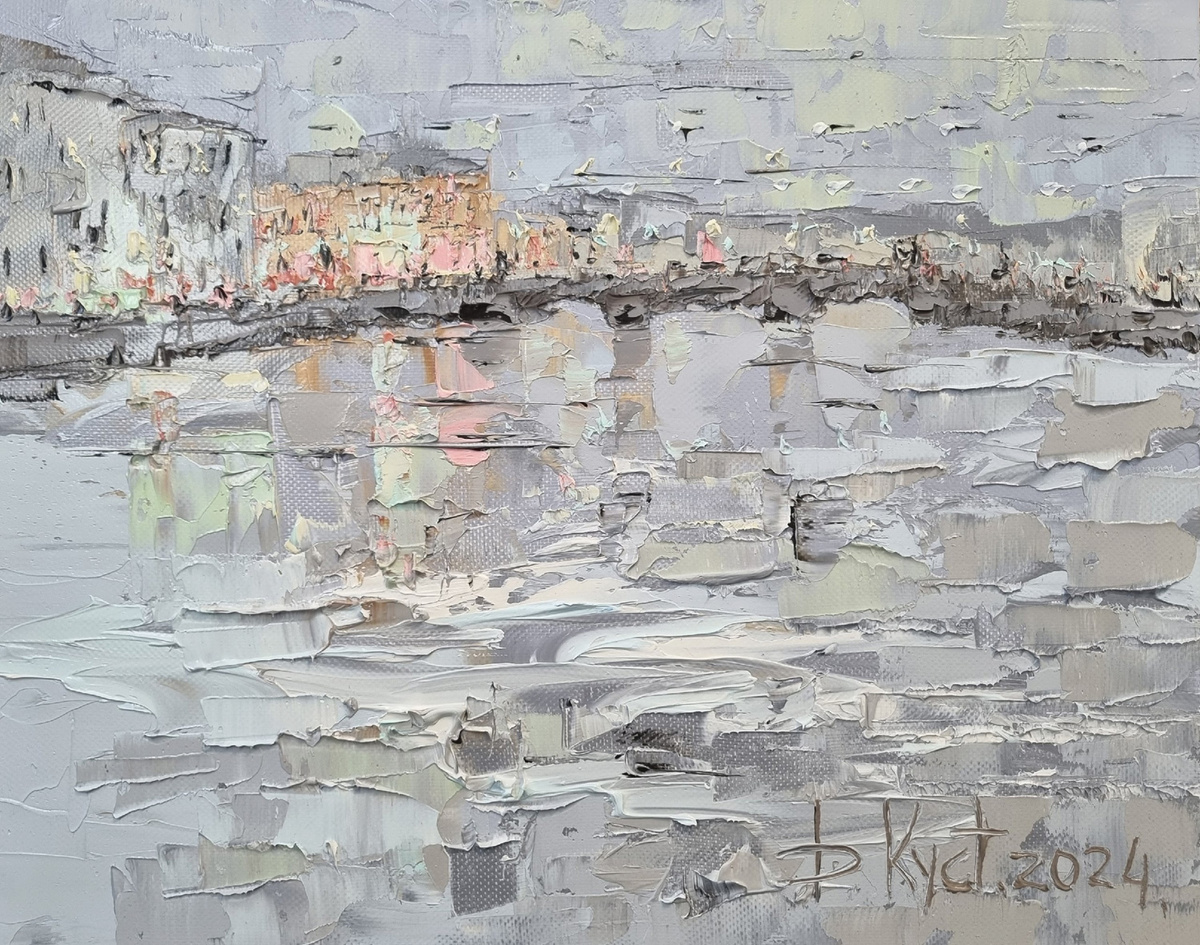 Художник Дмитрий Кустанович. Этюд на Фонтанке, 40x50 см, холст, масло, 2024