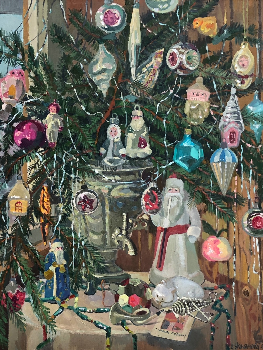 «Мои елочные игрушки, х.м, 70*60, 2024