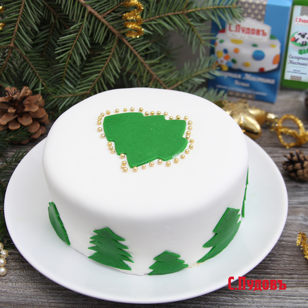 Новогодний торт с мастикой