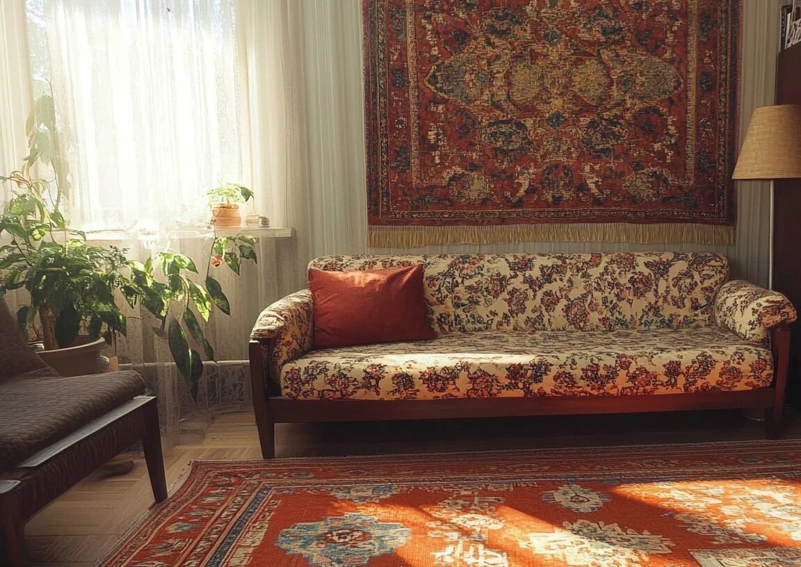 Один ковер вешали на стену, другой клали на пол