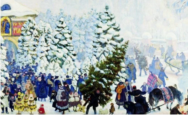 "Елочный торг". Борис Кустодиев (1878-1927). Фото из открытых источников.