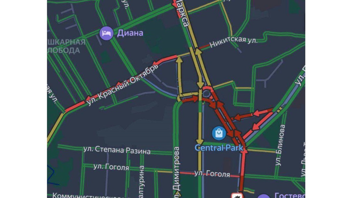    В Курске сильно затруднено движение общественного транспорта по ул. Ленина в сторону ул. Дзержинского