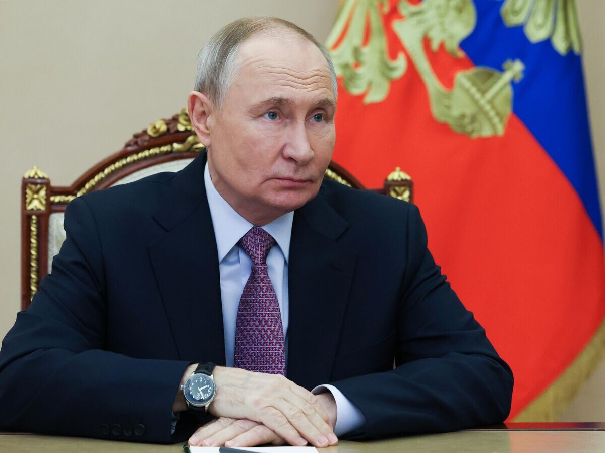    Президент России Владимир Путин в режиме видеоконференции проводит оперативное совещание с постоянными членами Совета Безопасности© РИА Новости / Алексей Бабушкин