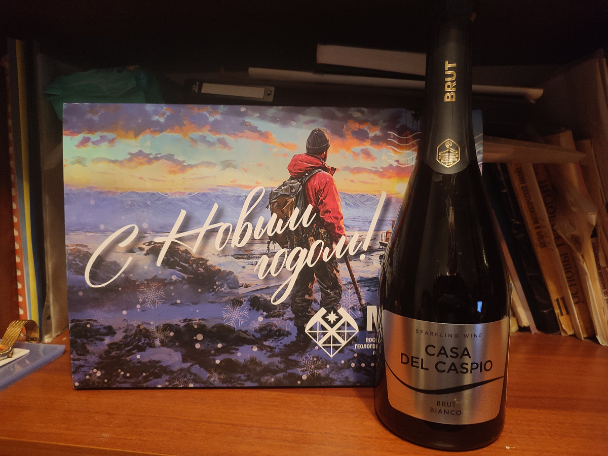 Конфеты с фирменным логотипом и бутылка вина. Попробуем за новогодним столом.